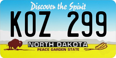 ND license plate KOZ299