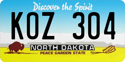 ND license plate KOZ304