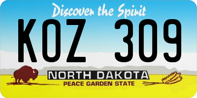 ND license plate KOZ309