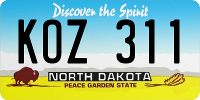 ND license plate KOZ311