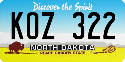 ND license plate KOZ322