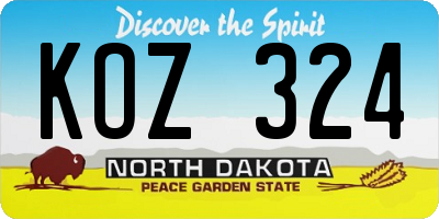 ND license plate KOZ324