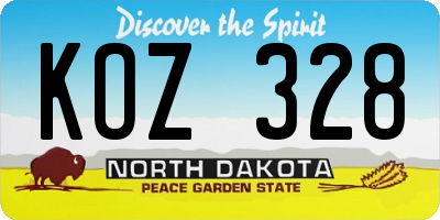 ND license plate KOZ328