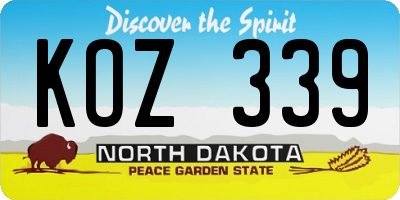 ND license plate KOZ339