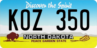 ND license plate KOZ350