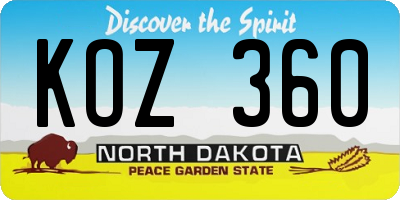 ND license plate KOZ360
