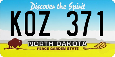ND license plate KOZ371