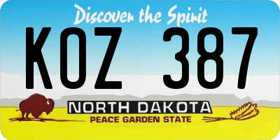 ND license plate KOZ387