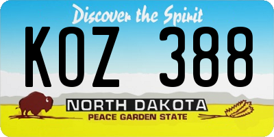 ND license plate KOZ388