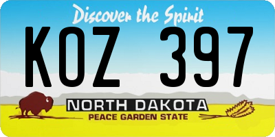 ND license plate KOZ397