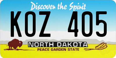 ND license plate KOZ405