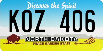 ND license plate KOZ406