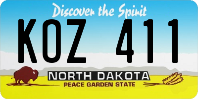 ND license plate KOZ411