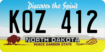 ND license plate KOZ412