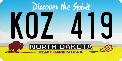 ND license plate KOZ419