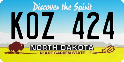 ND license plate KOZ424