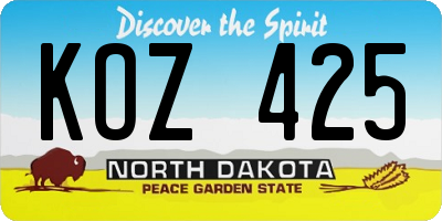 ND license plate KOZ425