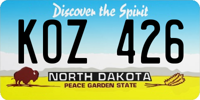 ND license plate KOZ426