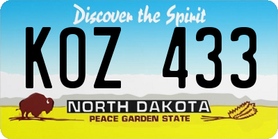 ND license plate KOZ433