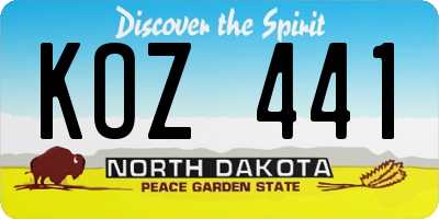 ND license plate KOZ441