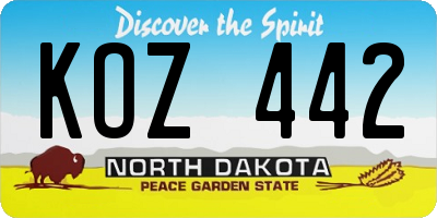 ND license plate KOZ442