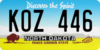 ND license plate KOZ446