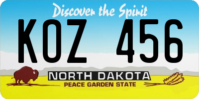 ND license plate KOZ456
