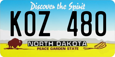ND license plate KOZ480
