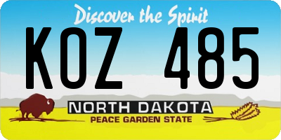 ND license plate KOZ485