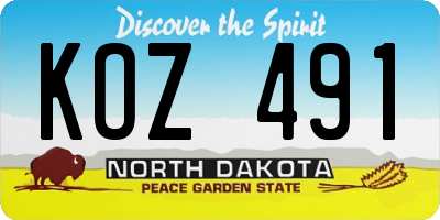 ND license plate KOZ491