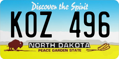 ND license plate KOZ496