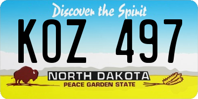 ND license plate KOZ497
