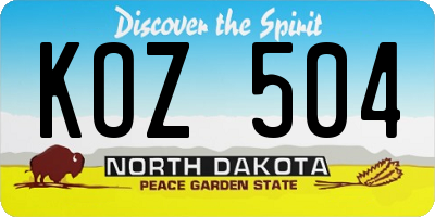 ND license plate KOZ504