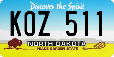 ND license plate KOZ511