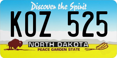 ND license plate KOZ525