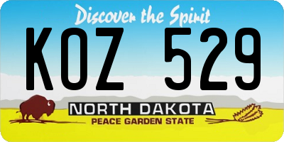 ND license plate KOZ529