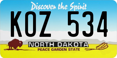 ND license plate KOZ534