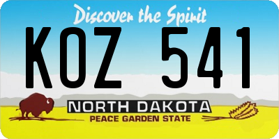 ND license plate KOZ541