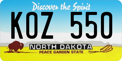 ND license plate KOZ550