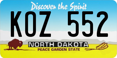 ND license plate KOZ552