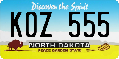ND license plate KOZ555