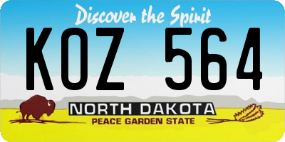 ND license plate KOZ564