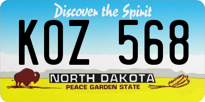 ND license plate KOZ568