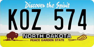 ND license plate KOZ574
