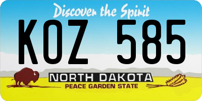 ND license plate KOZ585