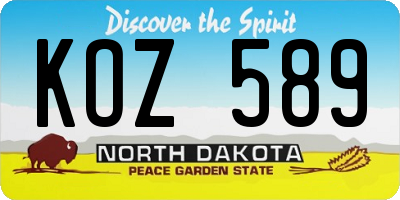 ND license plate KOZ589