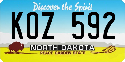 ND license plate KOZ592