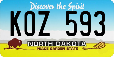 ND license plate KOZ593