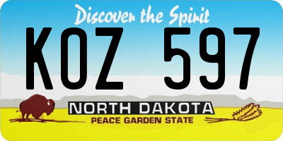 ND license plate KOZ597
