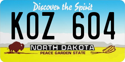 ND license plate KOZ604